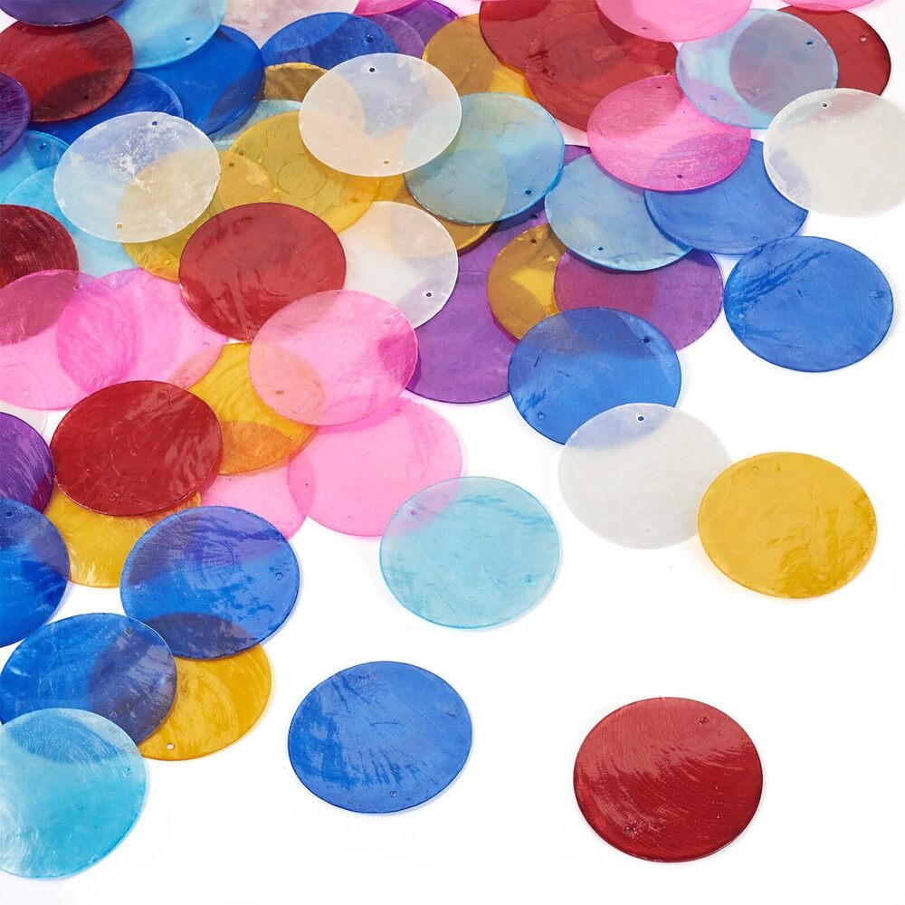 2176 Natural Shell Connector Charms 70Pcs Flat Round Disc Coin Seashell